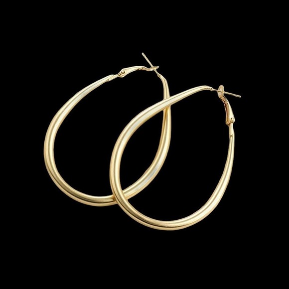 TEARDROP HOOP Earrings Plated 18k Gold - Picture 5 of 9